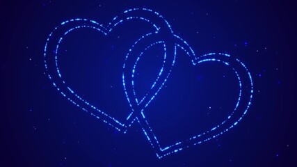 Wall Mural - Seamless Looping Blue Glowing Hearts Starry Background
