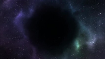 Wall Mural - slow cinematic zoom into an enigmatic, expanding dark void amidst swirling cosmic dust slow cinemati