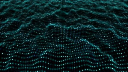 Wall Mural - Seamless Looping Abstract Digital Terrain with Blue Dots Grid
