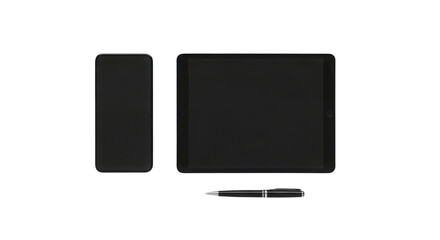 Digital Tablet, Smartphone, and Stylus Pen for Modern Technology and Design isolated PNG with Transparent Background