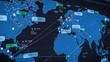 © Gorodenkoff - World Map Logistics Software with Real-time Data Points and Connections, Optimizing Global Supply Chain Efficiency. Internet App Visualizing Routes, Tracking Shipments and Gives Operational Insights
