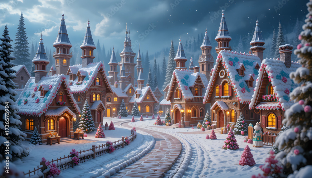 winter wonderland village/ Christmas night in the snowy village 4k pc
