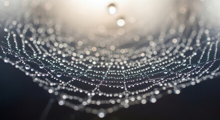 Macro Dewdrop Covered Cobweb Early Morning Scene Fine Art Nature