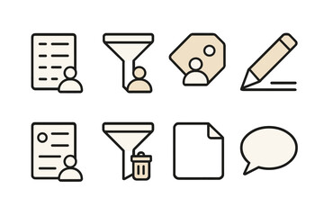 Minimalist user interface icons on gradient background for web and app design