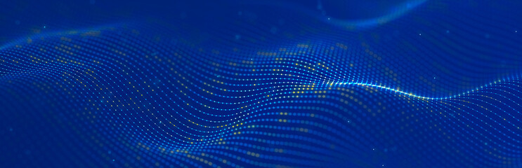 Wall Mural - Colored music surface. Beautiful curved wave on a dark background. Digital technology background. 3D