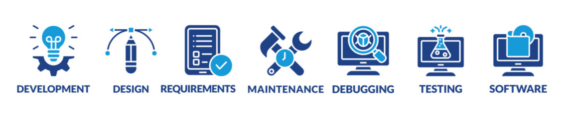 Agile development software business web computer agility concept. Vector illustration with icons