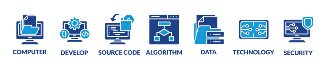 programming and coding background vector illustration with icons and keywords
