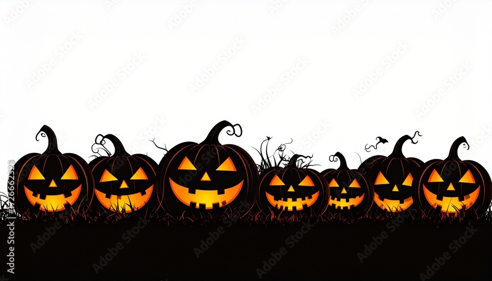Solid black pumpkin silhouettes with warm orange and yellow inner glow ...