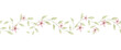 © Nellya Egorova - It's a girl. Watercolor hand-drawn horizontal border with tenderness leaves and pink flowers. Seamless pattern for baby girl. Cute print for kids.