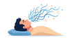 © Warittha - Alpha wave A side-view vector of a person in deep sleep, alpha waves shown as flowing lines through the brain area, all elements cleanly isolated on white (3)