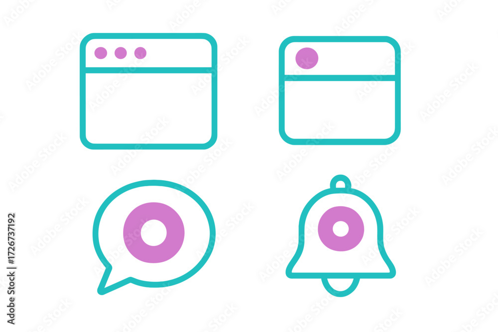 Modern minimalist interface icons for digital communication, web ...