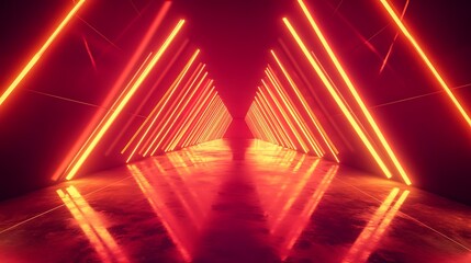 Step into a futuristic neon red tunnel, perfect for adding a vibrant and modern touch to your designs now