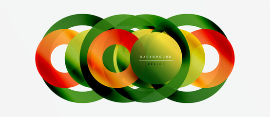 Wall Mural - Abstract colorful overlapping circles create dynamic visual. Modern design element, suitable background texture. Bright gradients present.