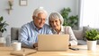 © Kim de Been - Elderly man and woman sitting at a desk at home, looking at a laptop together