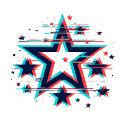 Wall Mural - Glitch Effect American Stars