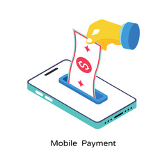 Wall Mural - Mobile  Payment Isometric Vector Illustration