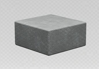 A solid grey stone or concrete block with a textured surface, isolated on a transparent background.