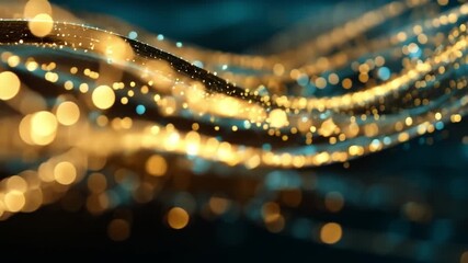 Wall Mural - Abstract Golden Bokeh Streams: A mesmerizing abstract composition of blurred golden bokeh lights streams across a dark, inviting background, creating a sense of dynamic elegance and ethereal beauty.