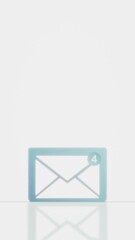 Wall Mural - A looping 3D icon of a mail envelope with an animated red notification badge. This motion graphic represents incoming emails, alerts, and unread messages, including spam and junk mail.