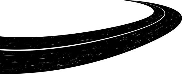 Curved black and white asphalt road illustration. Vector illustration
