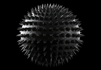 metallic spiked sphere on black background.