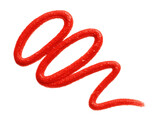 Red hand-drawn wax crayon scribble line.