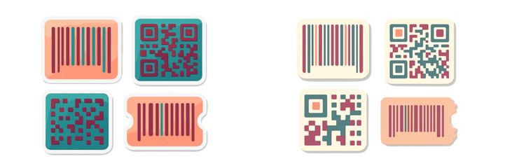 Various types of QR codes and barcodes on a simple background demonstrating modern technology
