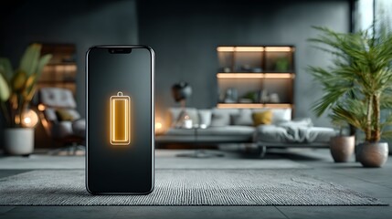 Smartphone battery full glowing digital screen high resolution picture