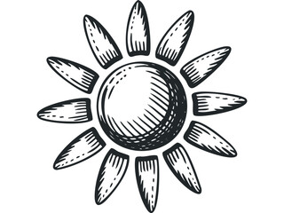 Wall Mural - Hand drawn sun emblem with radiating rays. Vector hand drawn illustration