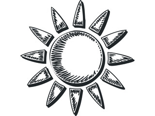 Wall Mural - Hand Drawn Sun Symbol with Jagged Rays. Vector hand drawn illustration