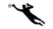 © Jonny Victor - Silhouette of a soccer goalkeeper diving to catch the ball in a dynamic action pose on a white background