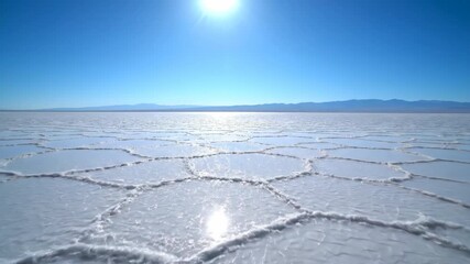Wall Mural - Wide Shot of an Expansive Salt Flat Stretching to the Desert Horizon Wide Shot, vast, wilderness