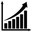 © Олена Стадник - Simple black growth chart icon with rising bars and an upward trend arrow