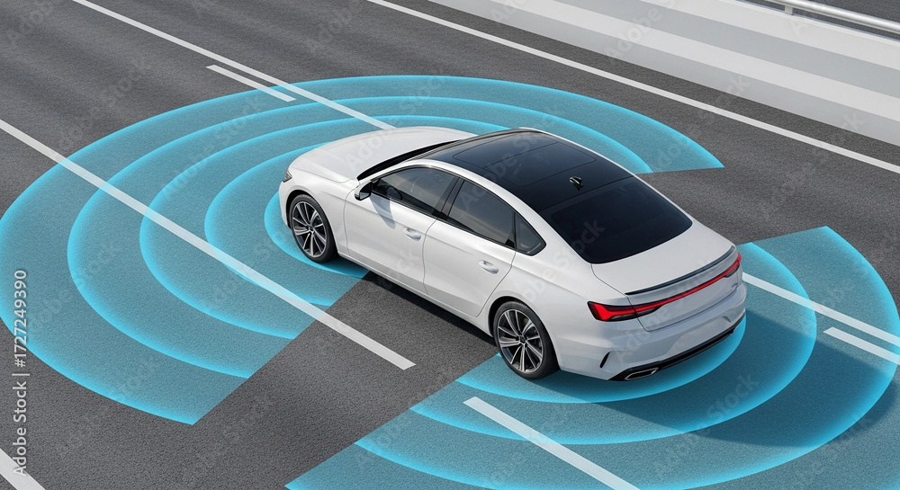 Multi Sensor Car Autonomous Driving Car with Sensor Technology Stock Photo | Adobe Stock