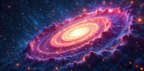Wall Mural - Mesmerizing Crescent Galaxy Cosmic Dust and Nebula Swirl in Vibrant Hues, Perfect for Astrology, Space, and Calendar Designs