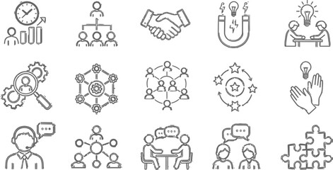 Business strategy and teamwork icons vector illustration for presentation