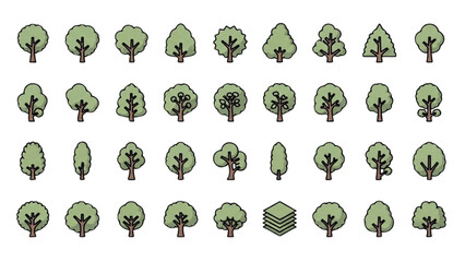 Wall Mural - Top View Tree Vector Icons – Set of Illustrations for Landscape Design Plans AI EPS PNG JPEG
