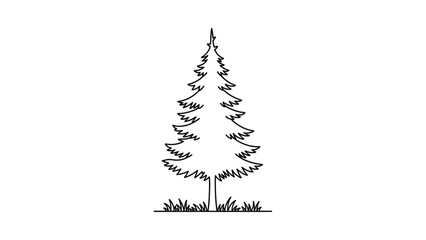 Wall Mural - Architectural Tree Line Drawings – Minimal CAD Side View Forest Section Outline Set for Landscape Design AI EPS PNG JPEG.
