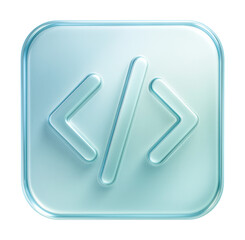 Code icon with glassmorphism effect for programming and web development.