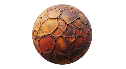 Isolated sphere of bumpy textured pattern in autumn colors, 3D rendering isolated object