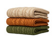 © Mia - Isolated Stack of wool knitted sweaters, autumn clothes, cozy and soft fashion items
