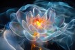 © stockphoto02 - A mesmerizing digital art depicting a radiant lotus flower, enveloped in ethereal smoke, with vibrant, iridescent petals.