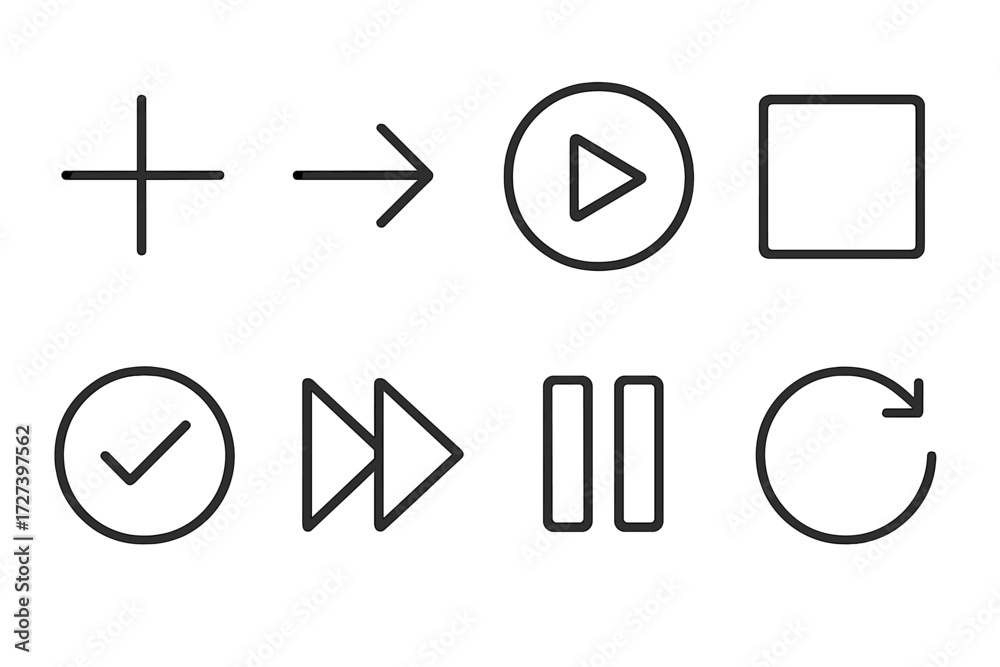 Minimalist Action Icons. Minimalist action visuals icons in outline ...