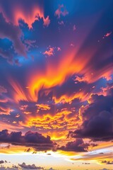 Wall Mural - Magical sunset paints timelapse clouds with vibrant hues, creating a breathtaking celestial spectacle, nature, clouds, wonder