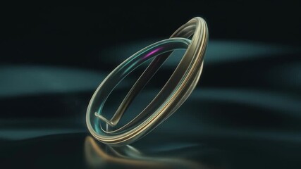 Abstract Golden Torus Shape Floating With Glowing Green And Purple Accents Against Dark Background