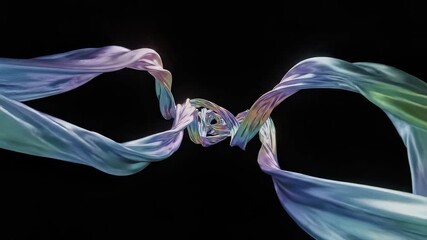 Abstract flowing ribbon in a colorful gradient against black