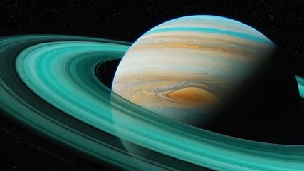 Wall Mural - A massive planet with emerald-green rings 