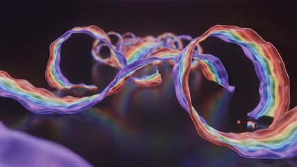 Abstract Rainbow Wave Artwork with Looping Ring Elements