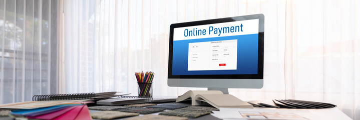 Wall Mural - Online payment platform for brisk money transfer on the internet netowrk