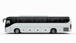 © Viktor - White modern luxury coach bus stands isolated on clean background. Large passenger transport vehicle ready for tours, group travel, public transit. Sleek design features dark windows, strong wheels